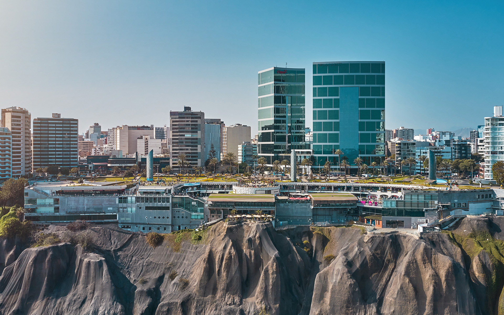 The Lima skyline as seen from a cliff face.