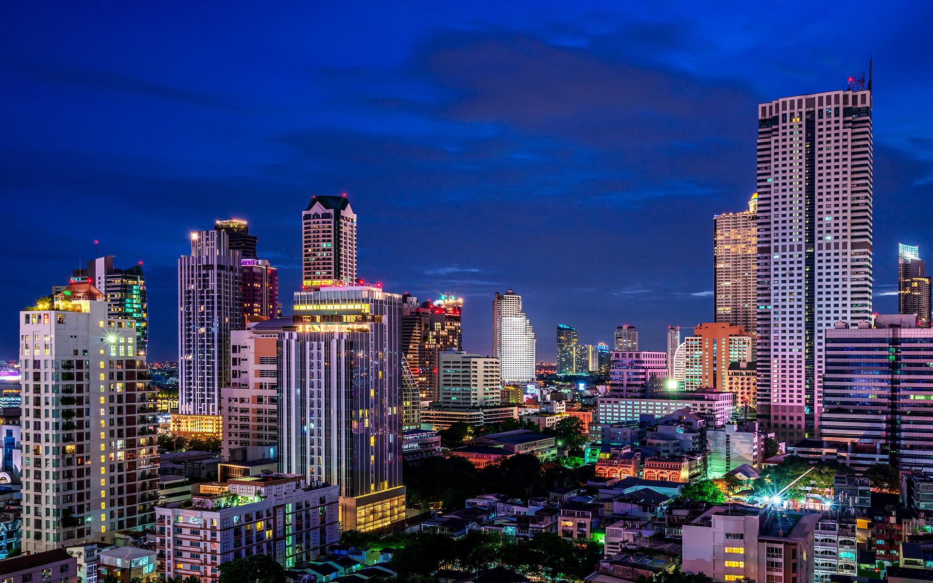 The Nairobi skyline at night.