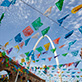 Papel picado seen from the street in Tijuana.